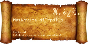 Matkovics Árpád névjegykártya