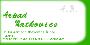 arpad matkovics business card